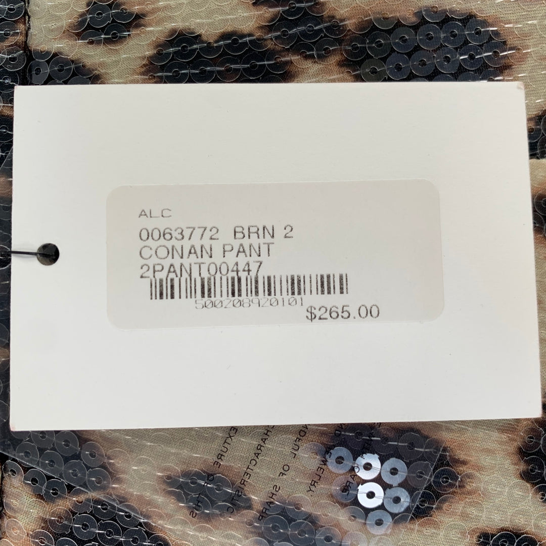 A.L.C. Size 2 Beige Brown Polyester Blend Sequined Leopard Leggings