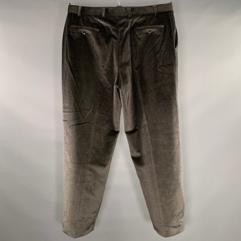 ARMANI COLLEZIONI Size 38 Grey Gunmetal Corduroy Cotton Flat Front Casual Pants