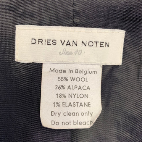 DRIES VAN NOTEN Size S Black White Wool Blend Stripe Zip Up Jacket