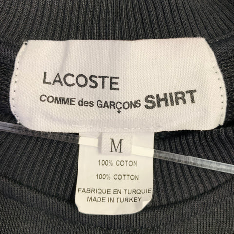 LACOSTE x COMME des GARCONS Size M Black Green Alligator Patch Cotton Crew Neck Sweatshirt
