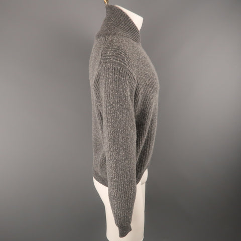 PHILLIP LIM Size S Gray Charcoal Distressed Viscose Blend Shawl Collar Sweater