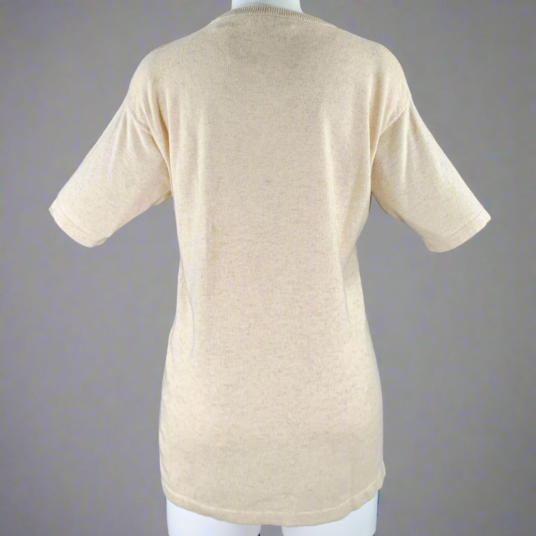 TSE Size M Beige Oatmeal Cashmere Silk Short Sleeve Pullover