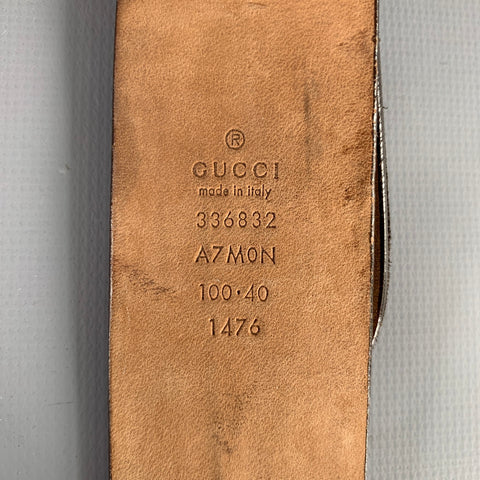 GUCCI Size 40 Brown Silver Leather Belt