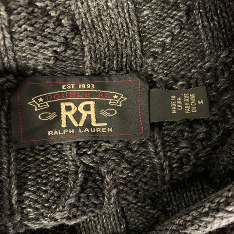 RRL by RALPH LAUREN Size M Black Grey Knitted Cotton High Collar Sweater