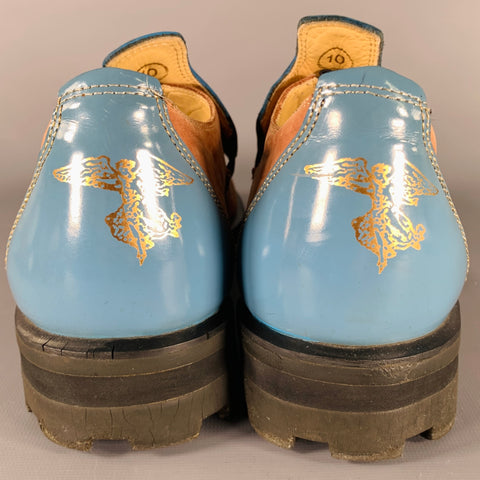JOHN FLUEVOG Size 10 Tan Blue Cross Suede Slip On Loafers