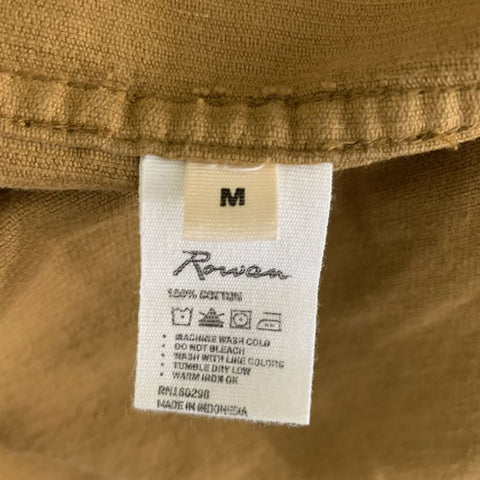 ROWAN Size M Tan Corduroy Cotton Metal Buttons Long Sleeve Shirt