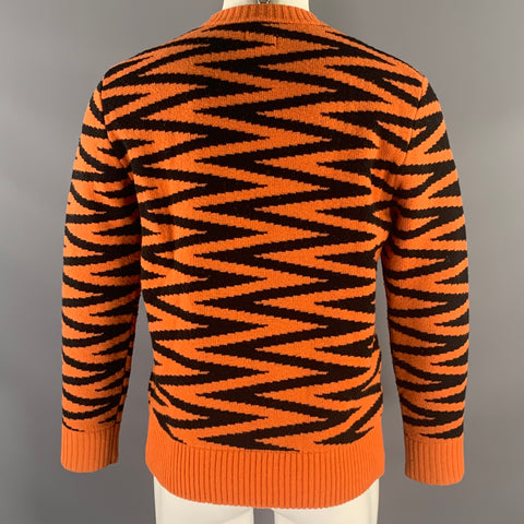 LEVI'S Size M Orange Black Zig Zag Wool Polyamide Crew-Neck Pullover