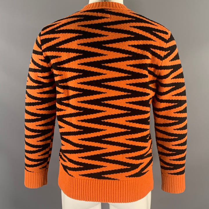 LEVI'S Size M Orange Black Zig Zag Wool Polyamide Crew-Neck Pullover