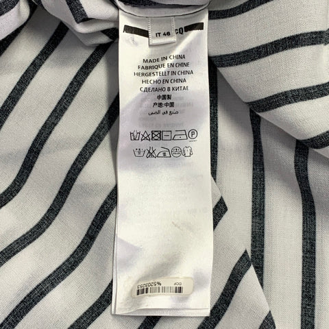 MCQ by ALEXANDER MCQUEEN 2016 Size L Black White Viscose Stripe Tunic Shirt