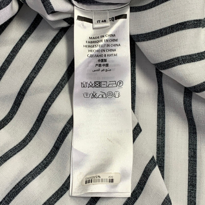 MCQ by ALEXANDER MCQUEEN 2016 Size L Black White Viscose Stripe Tunic Shirt