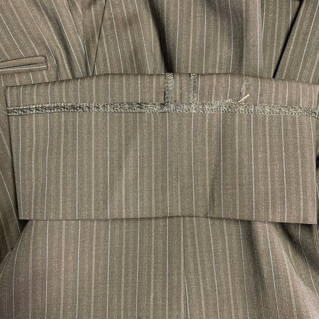 Z ZEGNA Size 38 Brown Blue Pinstripe Wool Single Breasted Notch Lapel Suit