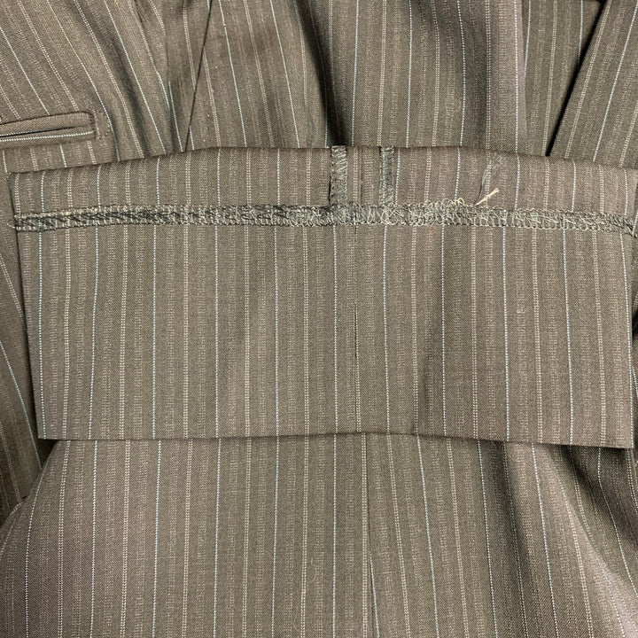 Z ZEGNA Size 38 Brown Blue Pinstripe Wool Single Breasted Notch Lapel Suit