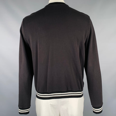 DRIES VAN NOTEN Size L Black White Cotton Zip Up Jacket