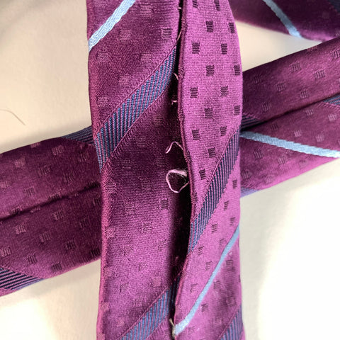 ERMENEGILDO ZEGNA COUTURE Purple Blue Stripe Silk Tie