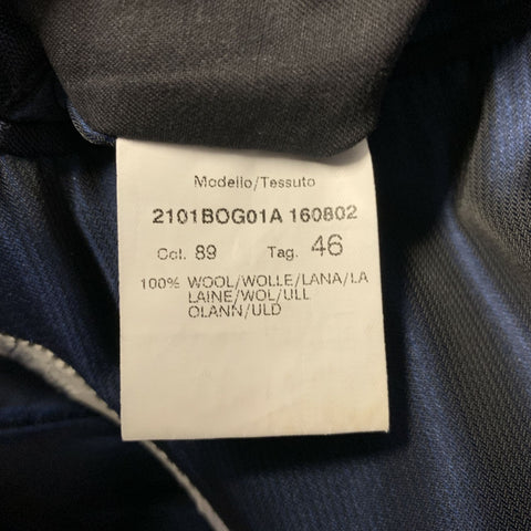 BOGGI Chest Size 36 Navy Blue Tartan Wool Notch Lapel 34 28 Suit