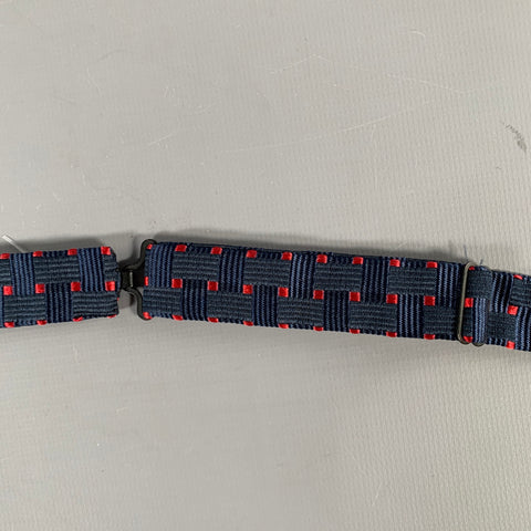 CHARVET Navy Red Woven Silk Bow Tie