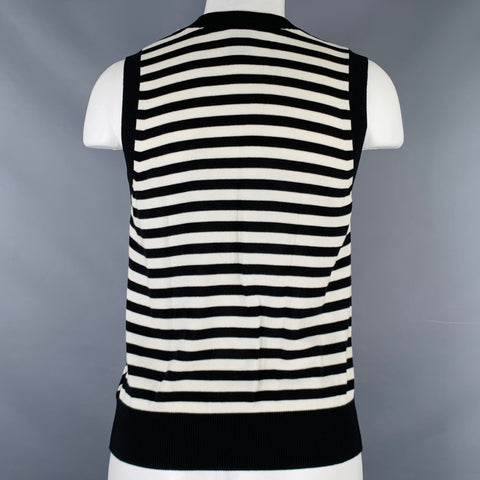 MARC JACOBS Size S Black White Cotton Blend Polka Dot Vest