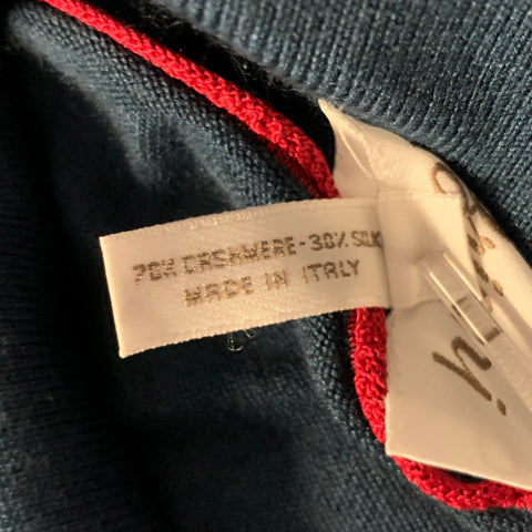 BRIONI Taille XXL Bleu sarcelle Pull en cachemire et soie tricoté avec col zippé