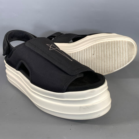 DRKSHDW Size 11 Black White Nylon Platform Sandals