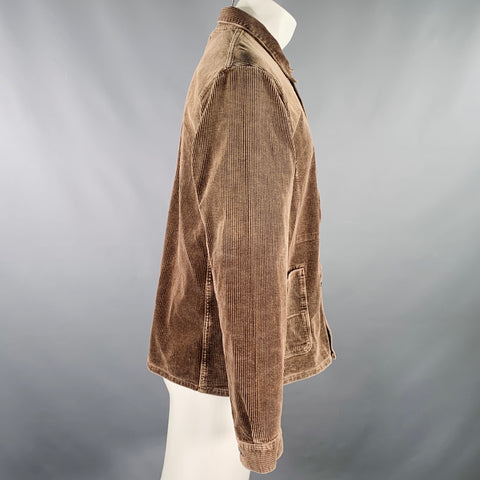 POLO by RALPH LAUREN Size M Brown Corduroy Cotton Blend Trucker Chore Jacket