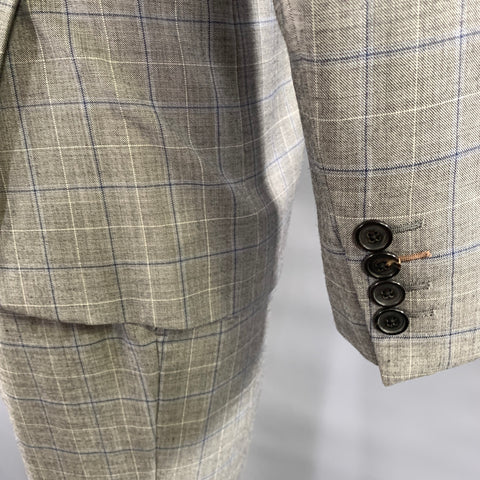 PAUL SMITH Chest Size 38 Grey Navy Window Pane Wool Notch Lapel 32 29 Suit