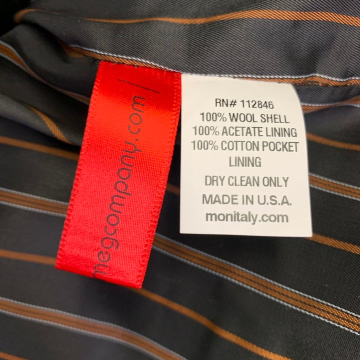 MONITALY Size XXL Grey Black Stripe Virgin Wool Notch Lapel Vest