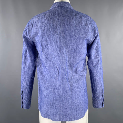 ATTACHMENT Size M Blue Heather Linen Cotton Button Up Long Sleeve Shirt