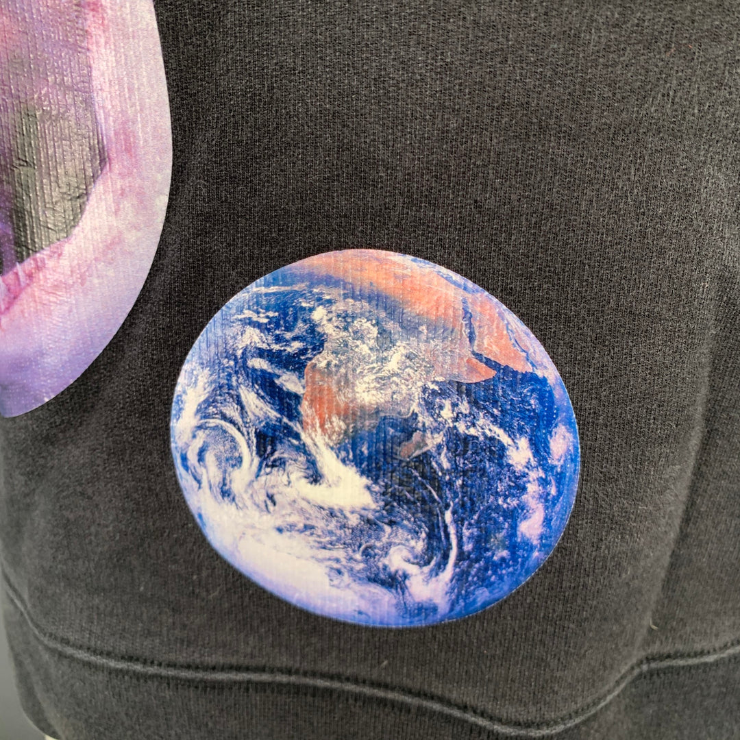 RAF SIMONS Size XXL Black Patches Cotton Crew Neck Sweatshirt