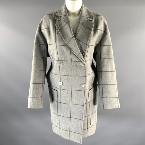 PHILLIP LIM Size S Grey Black Windowpane Viscose Polyester Peacoat