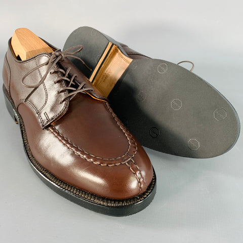 ALDEN Size 6.5 Norwegian HS Blucher Brown Calfskin Leather Split Toe Lace-Up Shoes