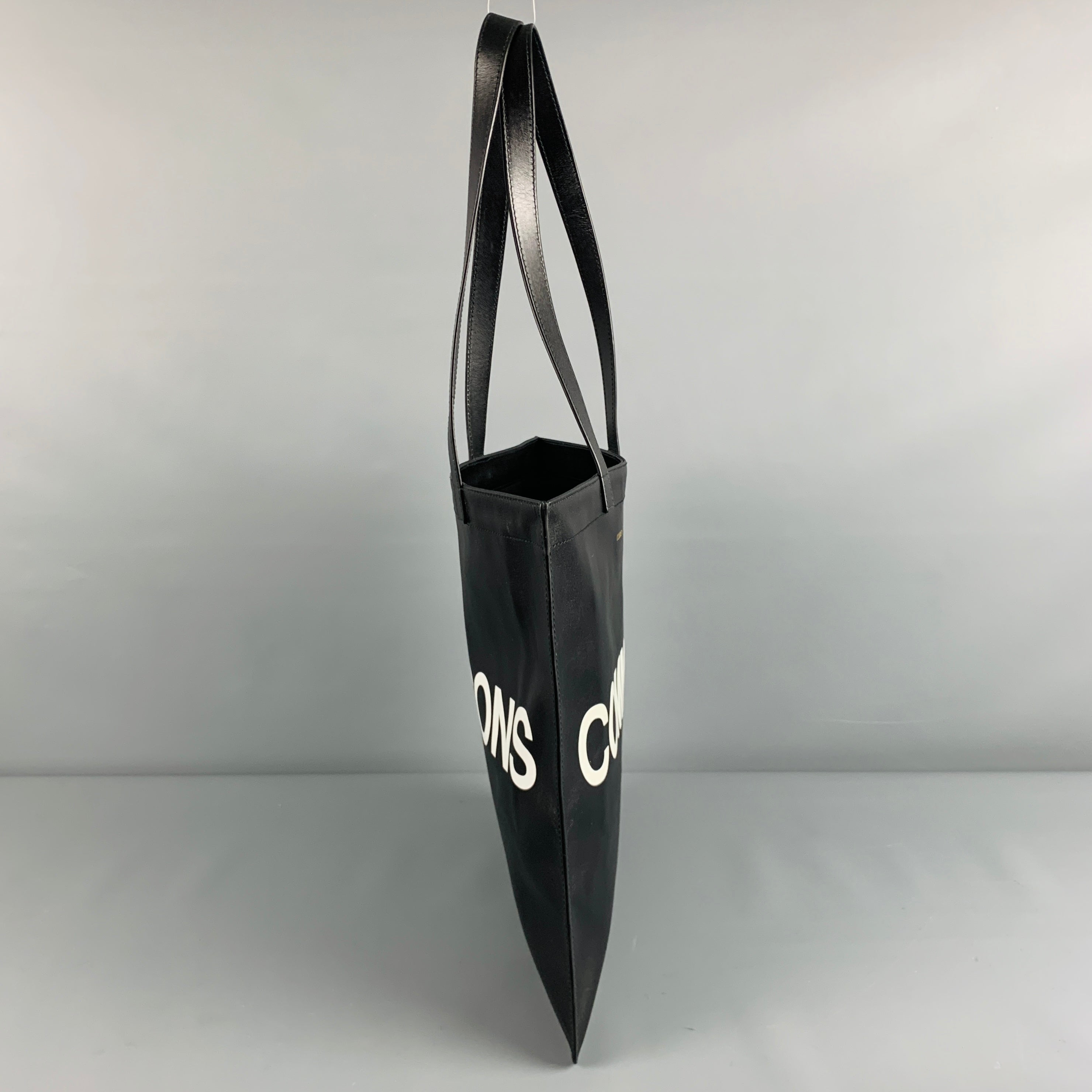 COMME des GARCONS Black White Logo Cowhide Leather Tote Bag – Sui