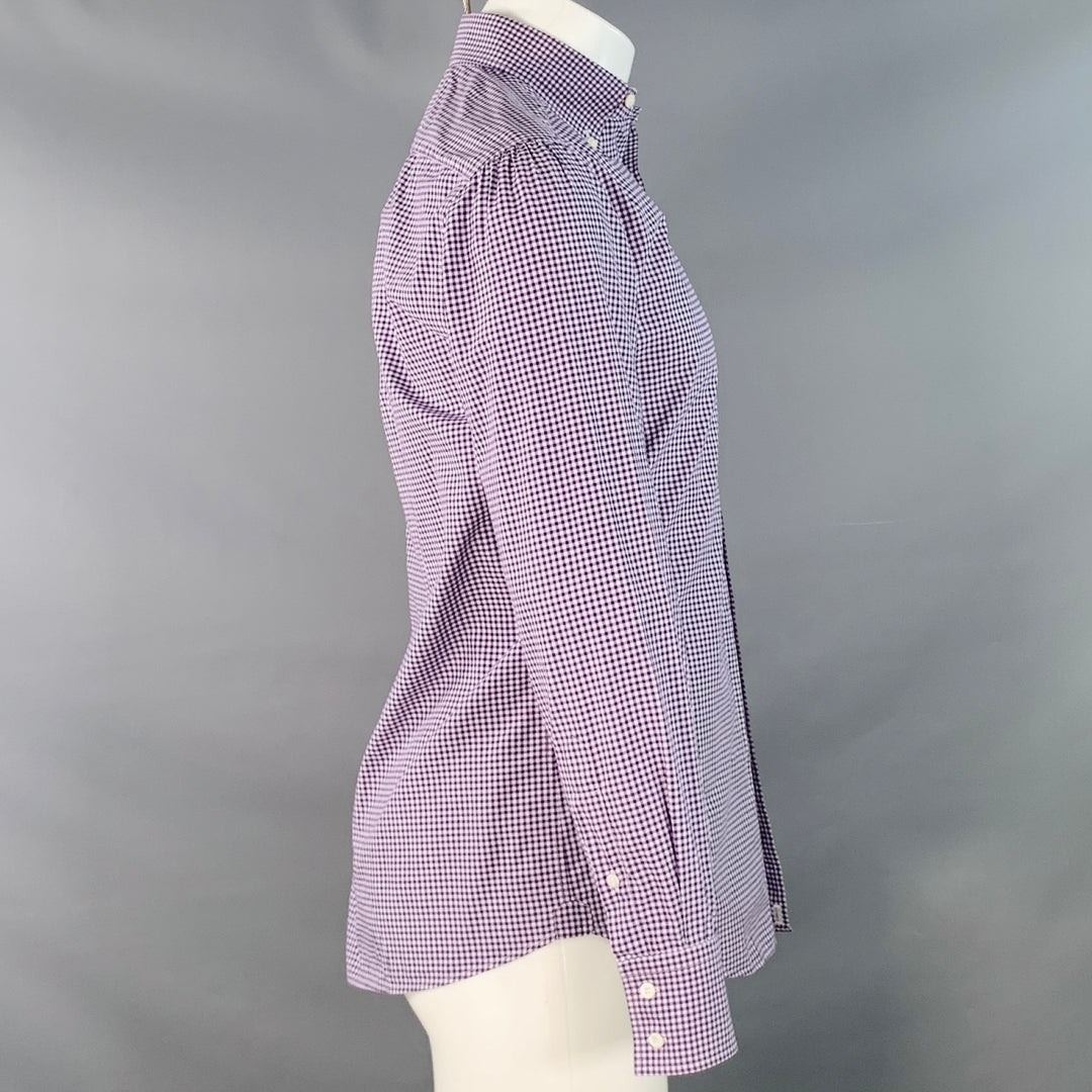 BRUNELLO CUCINELLI Size S Purple White Gingham Cotton Basic Fit Long Sleeve Shirt