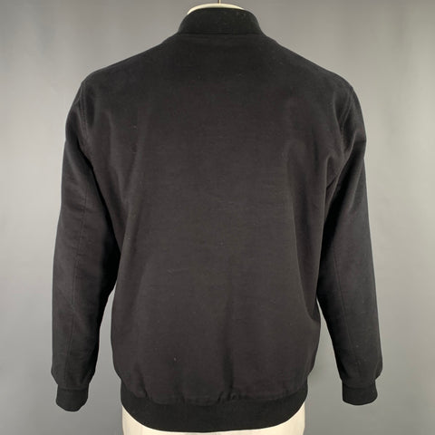 J.HILBURN Size L Black Navy Cotton Blend Reversible Bomber Coat