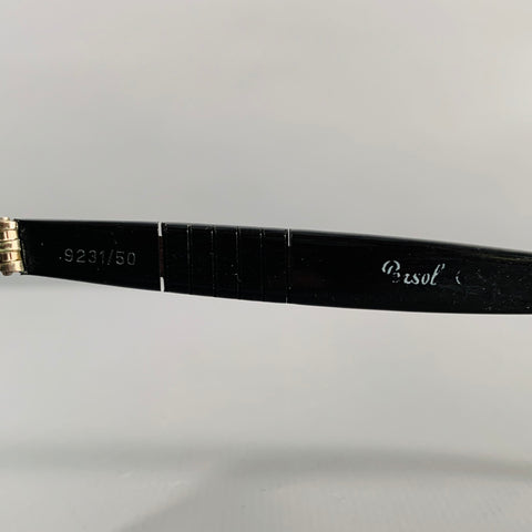 PERSOL Black Silver Acetate Square Sunglasses