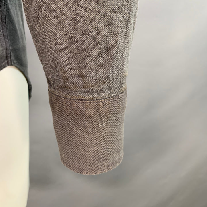 OUR LEGACY Size M Grey Charcoal Linen Cotton One Pocket Long Sleeve Shirt