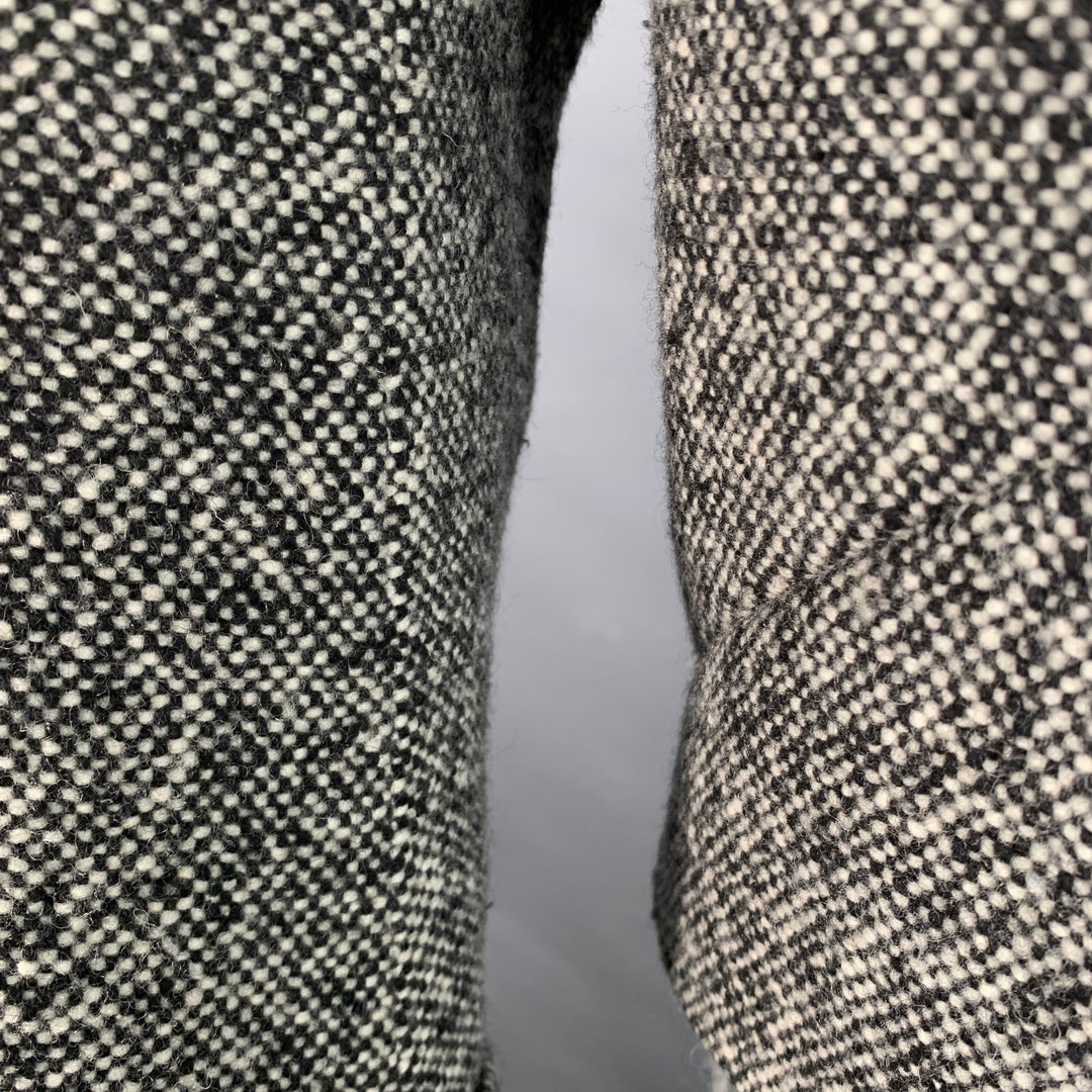 CARVEN Size 42 Grey Black Tweed Wool Blend Single Breasted Flap Pockets Coat