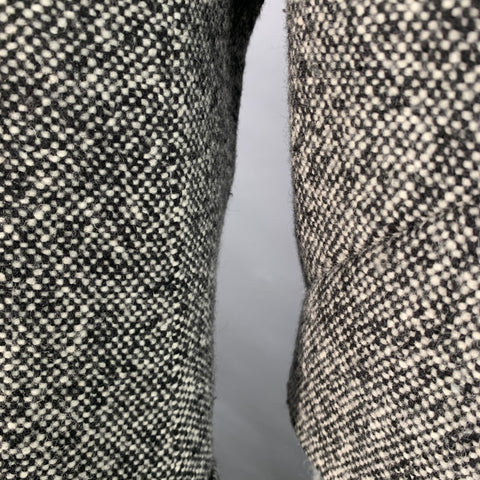 CARVEN Size 42 Grey Black Tweed Wool Blend Single Breasted Flap Pockets Coat