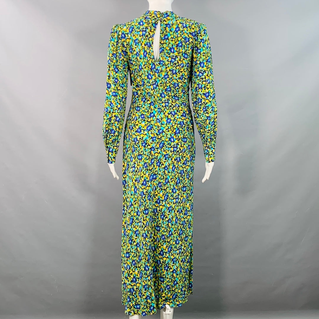 RAILS Size S Carmel Black Green Yellow Rayon Blend Floral Cutout Midi Dress