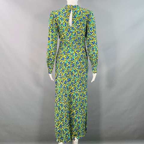 RAILS Size S Carmel Black Green Yellow Rayon Blend Floral Cutout Midi Dress