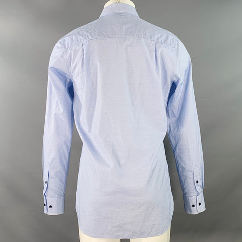 DAVID DONAHUE Size M Blue White Checkered Cotton Trim Fit Long Sleeve Shirt