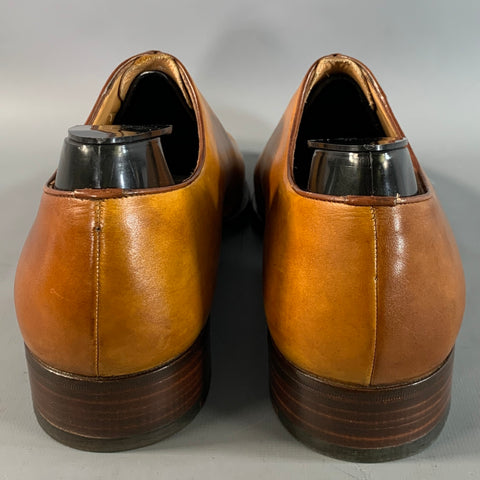 ARTIOLI Size 9.5 Brown Cognac Color Block Leather Oxford Lace Up Shoes