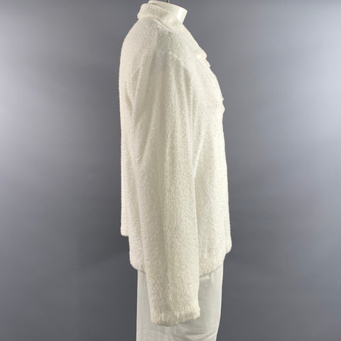 DOLCE & GABBANA Size L White Terry Cloth Cotton Blend Pullover