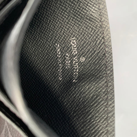 LOUIS VUITTON Black Grey M62170 Logo Lambskin Wallet