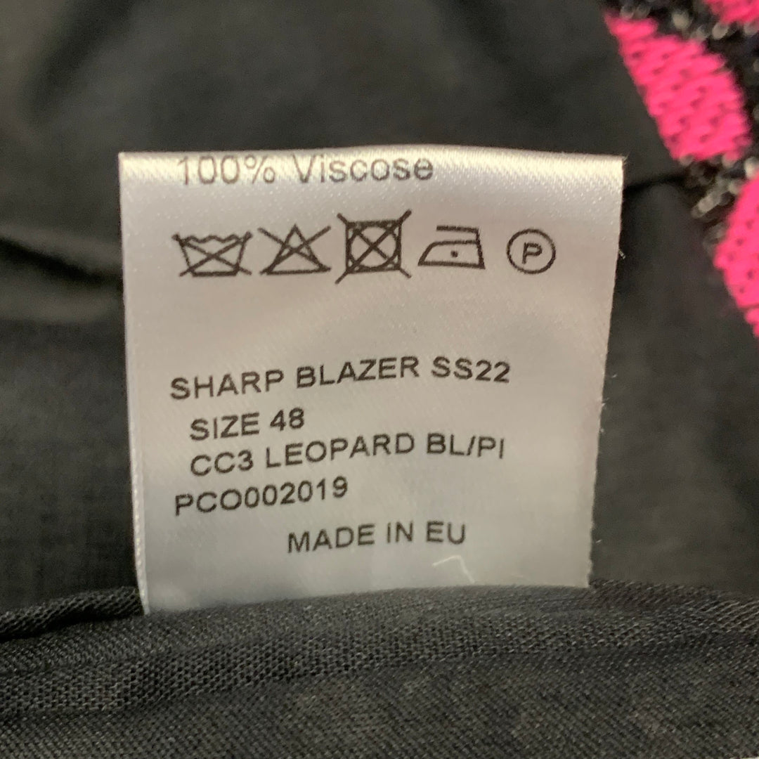 WALTER VAN BEIRENDONCK SS22 Size 38 Regular Sharp Blazer Black Hot Pink Sport Coat