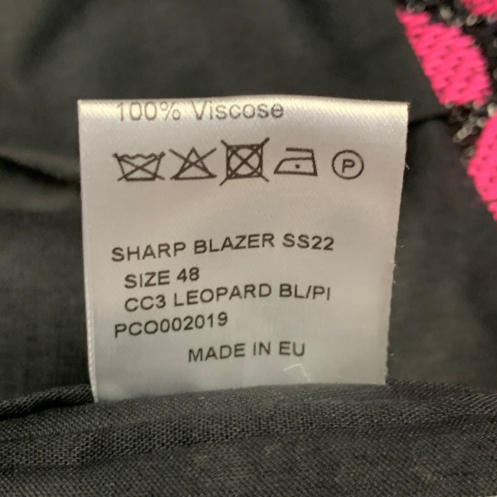 WALTER VAN BEIRENDONCK SS22 Size 38 Regular Sharp Blazer Black Hot Pink Sport Coat