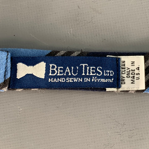 BEAU TIES LTD. Blue Navy Charcoal Diagonal Stripe Bow Tie