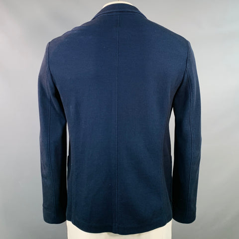 ARMANI COLLEZIONI Size XL Navy Blue Textured Cotton Jacket