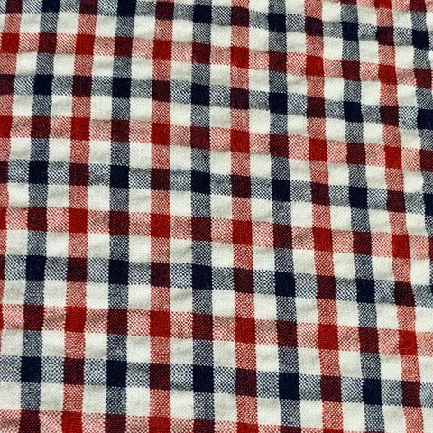 SALVATORE PICCOLO Size M Red White Blue Checkered Cotton Long Sleeve Shirt