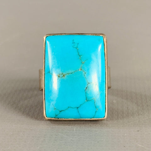 Bague VINTAGE Taille 8 en argent sterling avec turquoise