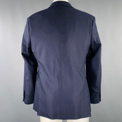M & S LUXURY Size 38 Navy Twill Wool Blend Notch Lapel Sport Coat